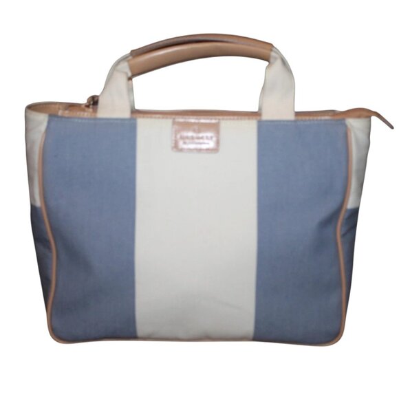Nine West Blue & White Canvas Handbag Small Nautical Tote Bag Color Block Bag - Picture 1 of 4